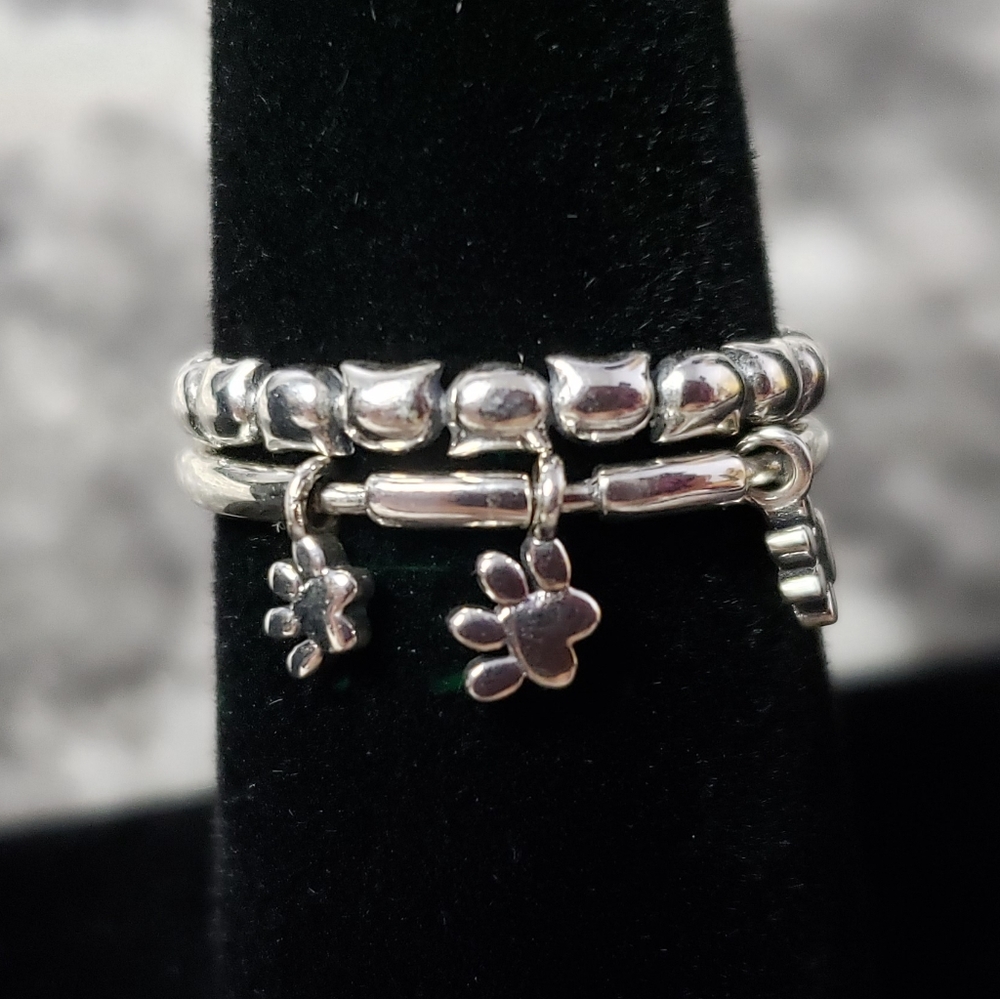 925 Sterling Silver Dog Cat Puppy Kitty Pawprint - Picture 4 of 8